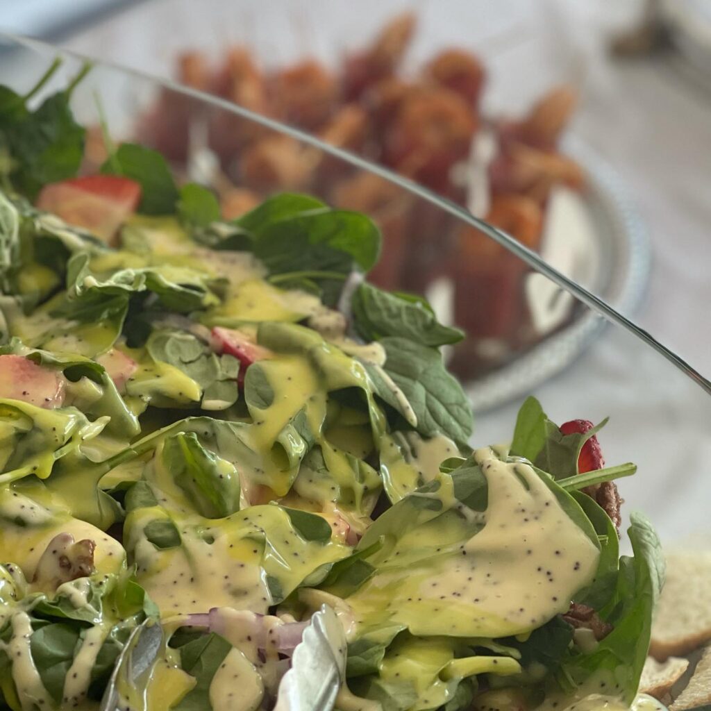 closup of salad with dressing