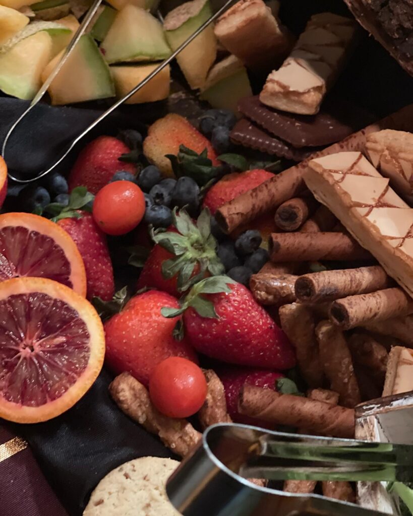 closeup of fruit and cookie display